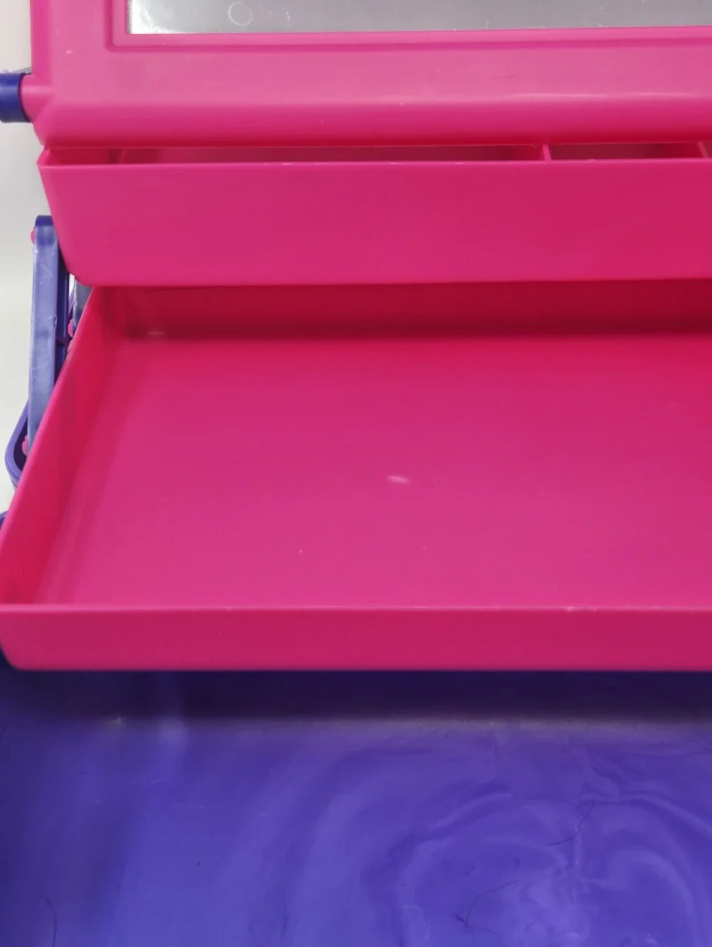 VINTAGE 1980S CABOODLES CADDY MAKEUP CRAFT STORAGE PURPLE PIN THREE LEVEL MIRROR